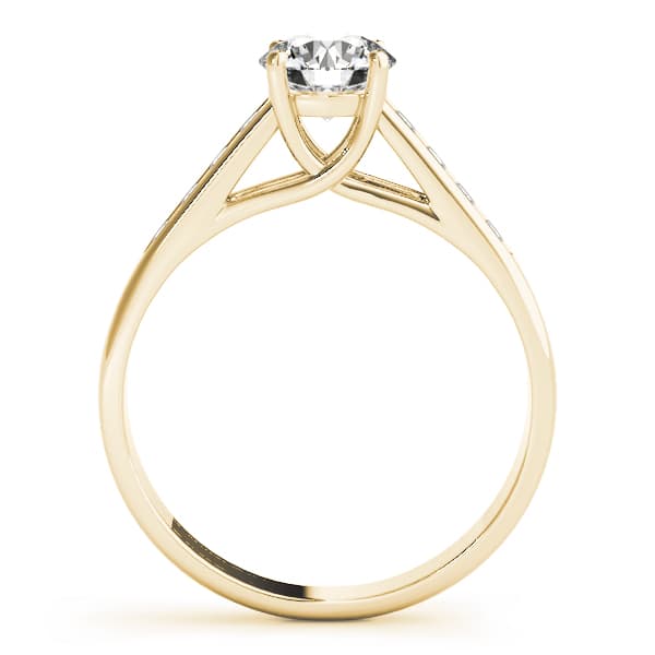 Single Row Channel Set Trellis Engagement Ring, style 82413, Side view in yellow gold