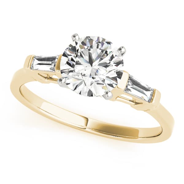 3-Stone Baguette Engagement Ring, style 82429, Front view in yellow gold
