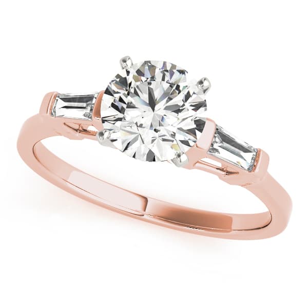 3-Stone Baguette Engagement Ring, style 82429, Front view in rose gold