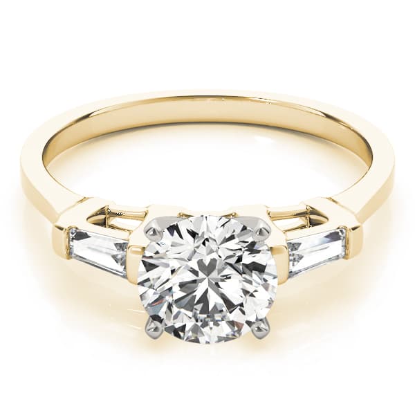 3-Stone Baguette Engagement Ring, style 82429, On hand view in yellow gold