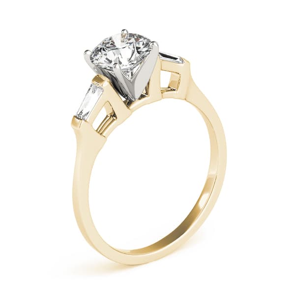 3-Stone Baguette Engagement Ring, style 82429, Top view in yellow gold