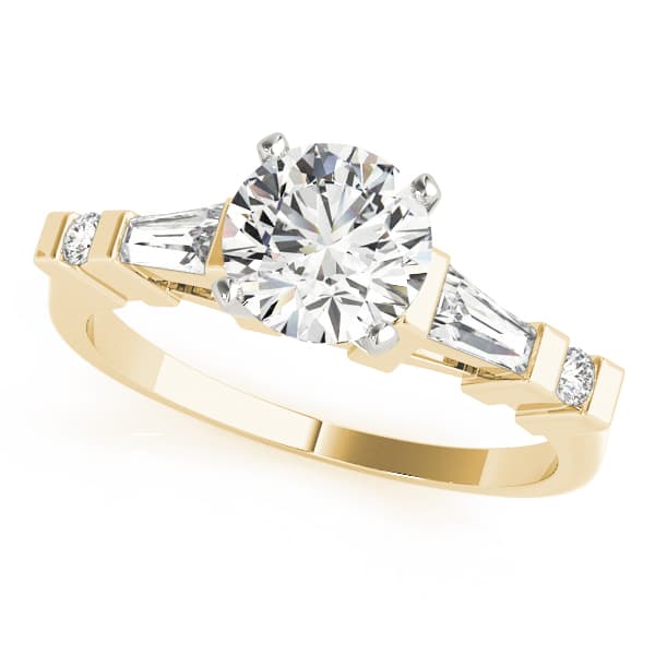 Fancy Shape Baguette Round Engagement Ring, style 82432, Front view in yellow gold