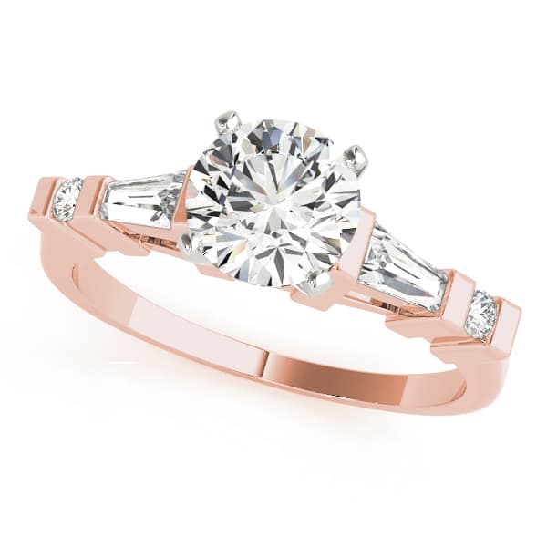 Fancy Shape Baguette Round Engagement Ring, style 82432, Front view in rose gold