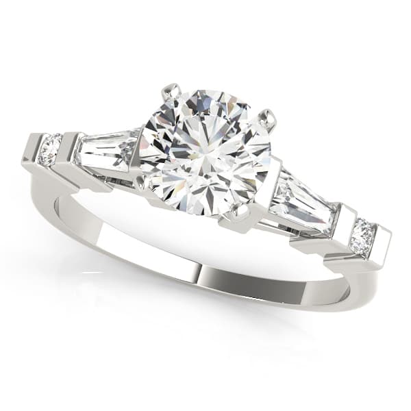 Fancy Shape Baguette Round Engagement Ring — style 82432 in 10k White Gold