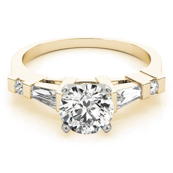Fancy Shape Baguette Round Engagement Ring, style 82432, On hand view in yellow gold