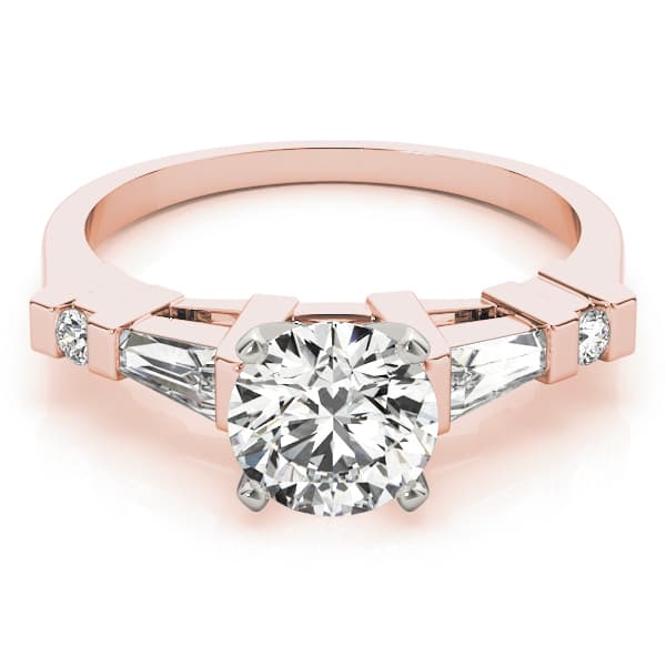 Fancy Shape Baguette Round Engagement Ring, style 82432, On hand view in rose gold
