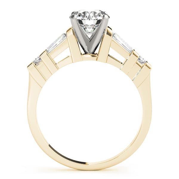 Fancy Shape Baguette Round Engagement Ring, style 82432, Side view in yellow gold
