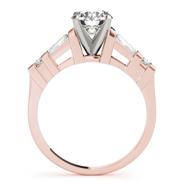 Fancy Shape Baguette Round Engagement Ring, style 82432, Side view in rose gold