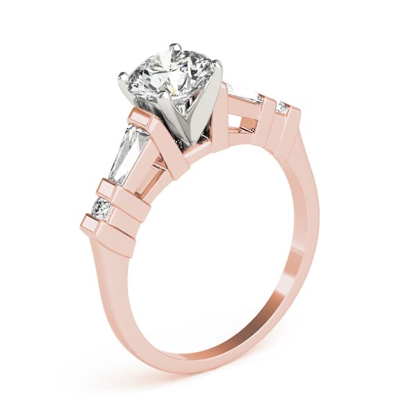Fancy Shape Baguette Round Engagement Ring, style 82432, Top view in rose gold