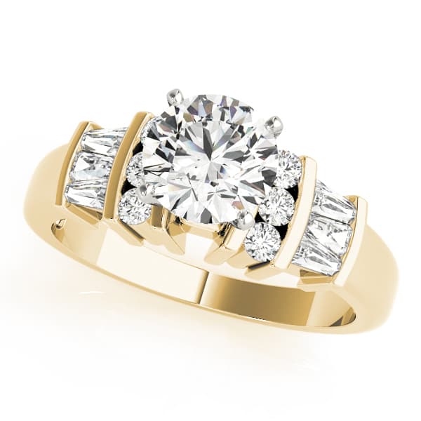 Fancy Shape Bague Engagement Ring, style 82439, Front view in yellow gold