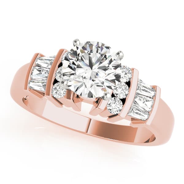 Fancy Shape Bague Engagement Ring, style 82439, Front view in rose gold