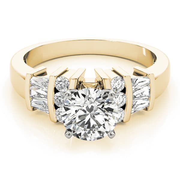 Fancy Shape Bague Engagement Ring, style 82439, On hand view in yellow gold
