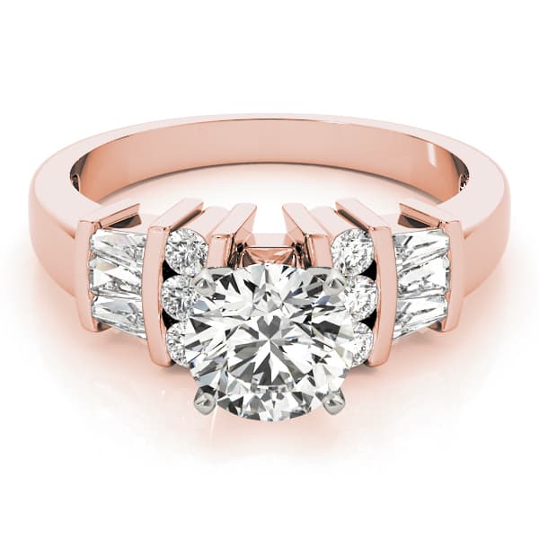 Fancy Shape Bague Engagement Ring, style 82439, On hand view in rose gold