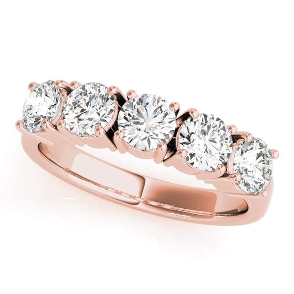 Prong Set Wedding Band (1 3/4 ct. tw.), Front view in rose gold
