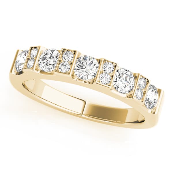 Bar Set Round Wedding Band (2/3 ct. tw.), Front view in yellow gold