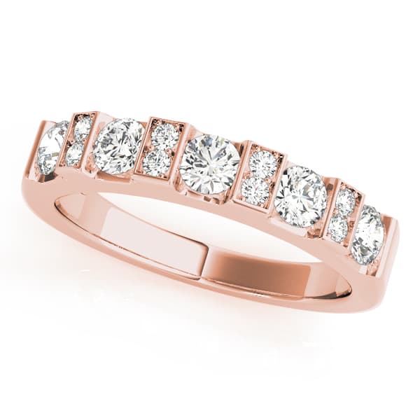 Bar Set Round Wedding Band (2/3 ct. tw.), Front view in rose gold