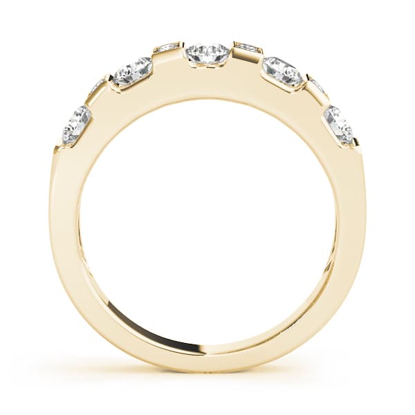 Bar Set Round Wedding Band (2/3 ct. tw.), Side view in yellow gold