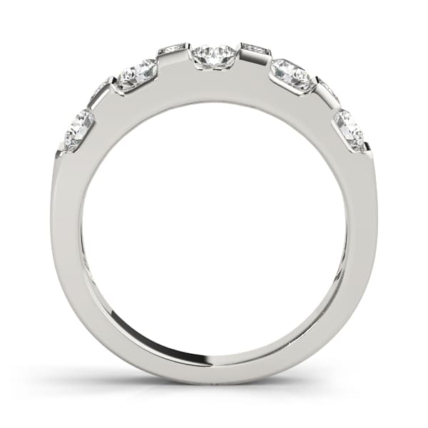Bar Set Round Wedding Band (2/3 ct. tw.), Side view in white gold or platinum