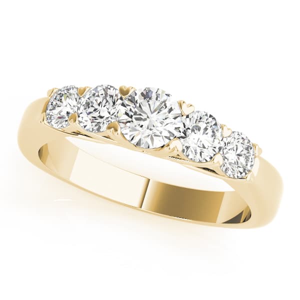 5-Stone Prong Set Wedding Bands (1.2 ct. tw.), Front view in yellow gold