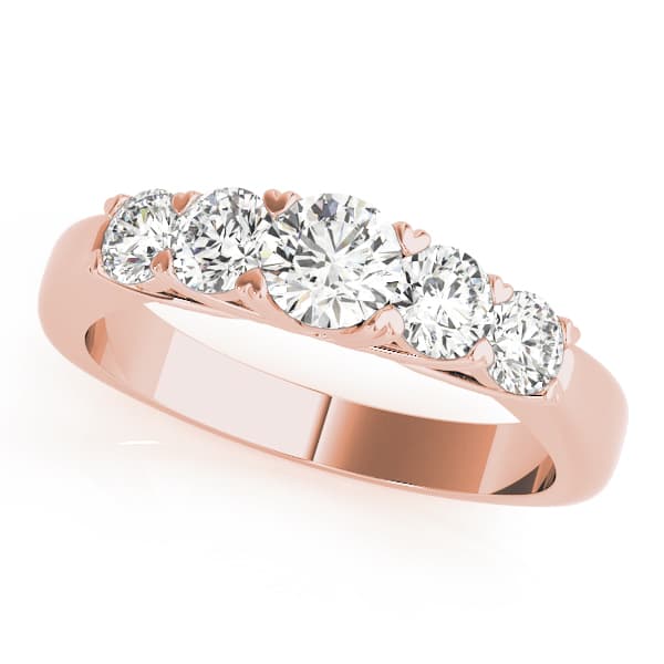 5-Stone Prong Set Wedding Bands (3/4 ct. tw.), Front view in rose gold