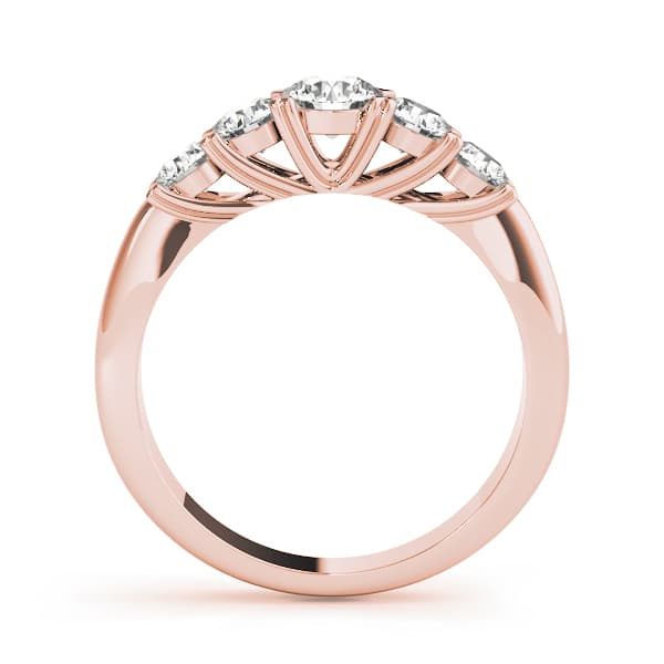 5-Stone Prong Set Wedding Bands (3/4 ct. tw.), Side view in rose gold