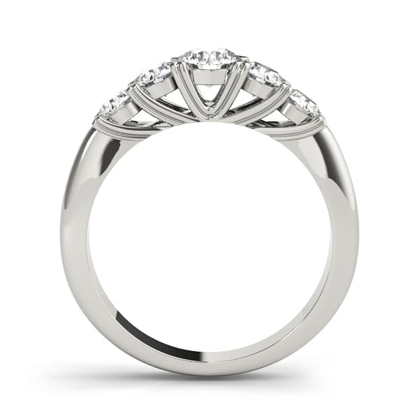 5-Stone Prong Set Wedding Bands (3/4 ct. tw.), Side view in white gold or platinum