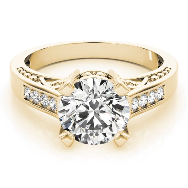 Antique Engagement Ring, style 82495, On hand view in yellow gold