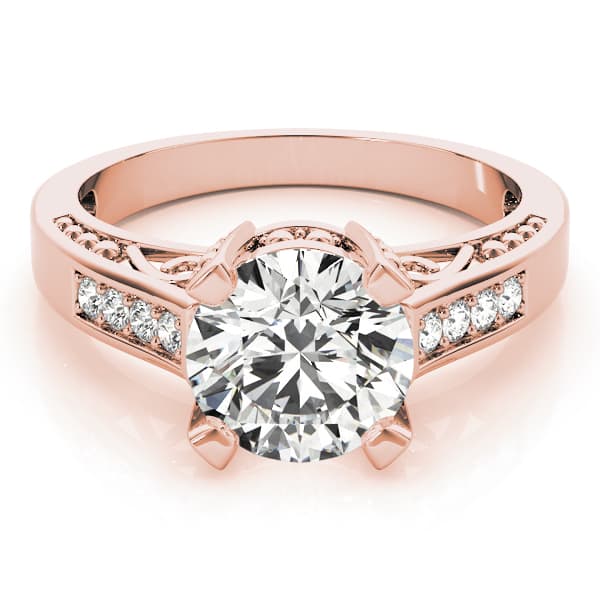 Antique Engagement Ring, style 82495, On hand view in rose gold