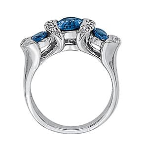 Oval Gemstone Ring (1 ct. tw.), Side view in white gold or platinum