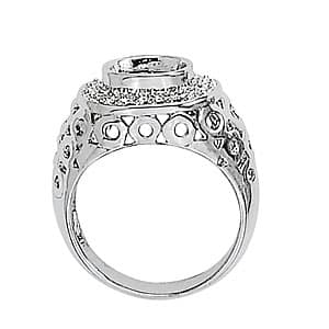 Oval Gemstone Ring (0.2 ct. tw.), Side view in white gold or platinum