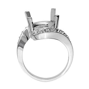 Oval Gemstone Ring (1/8 ct. tw.), Side view in white gold or platinum
