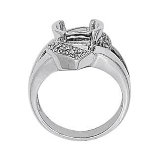 Oval Gemstone Ring (0.16 ct. tw.), Side view in white gold or platinum