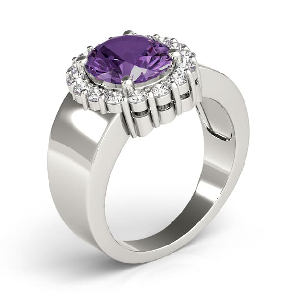 Oval Gemstone Ring (5/8 ct. tw.), Angle view in white gold or platinum