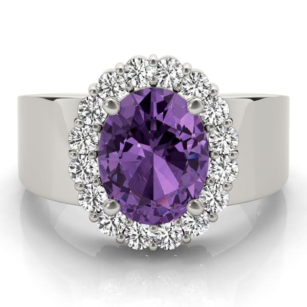 Oval Gemstone Ring (5/8 ct. tw.), On hand view in white gold or platinum