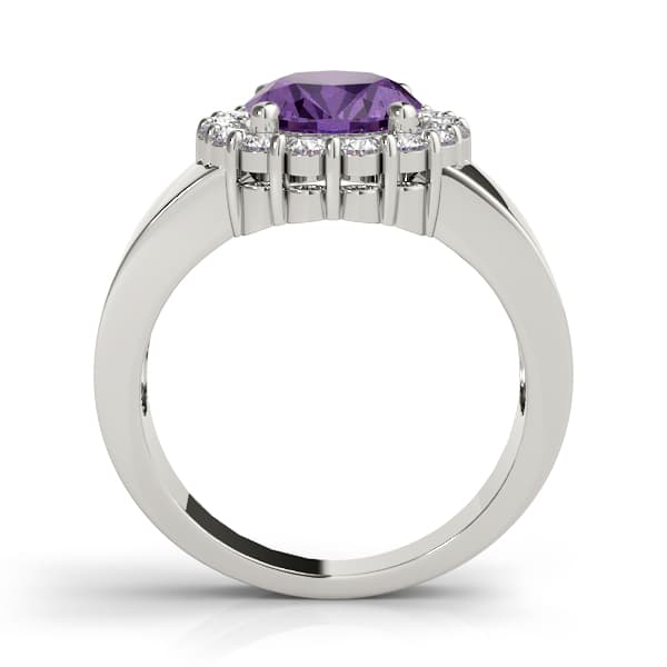 Oval Gemstone Ring (5/8 ct. tw.), Side view in white gold or platinum