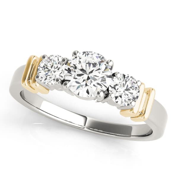 3-Stone Round Engagement Ring, style 82564, Front view in yellow gold