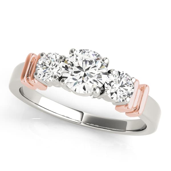 3-Stone Round Engagement Ring, style 82564, Front view in rose gold