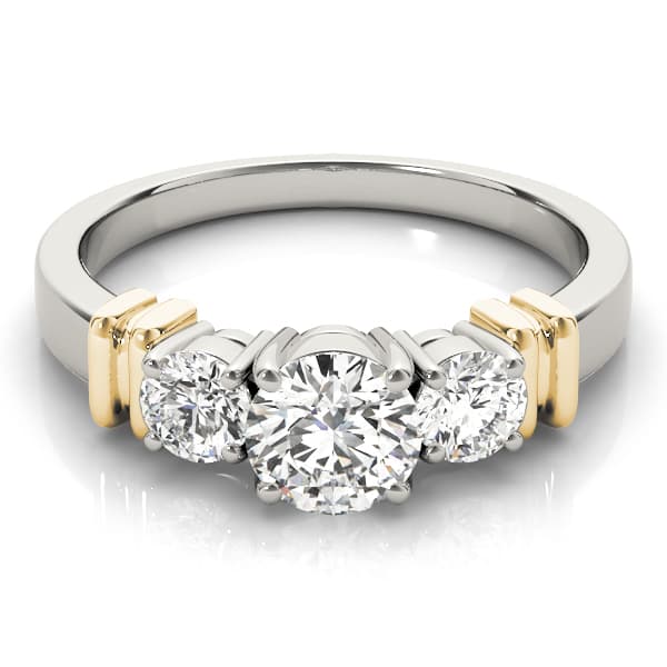 3-Stone Round Engagement Ring, style 82564, On hand view in yellow gold