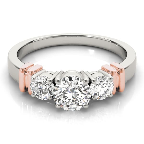 3-Stone Round Engagement Ring, style 82564, On hand view in rose gold