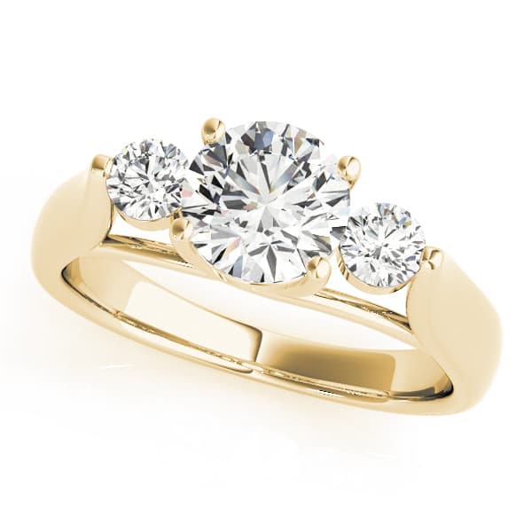 3-Stone Trellis Engagement Ring, style 82565, Front view in yellow gold