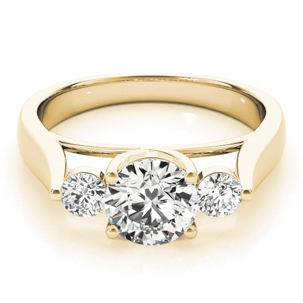 3-Stone Trellis Engagement Ring, style 82565, On hand view in yellow gold