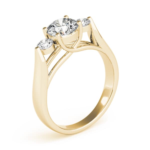 3-Stone Trellis Engagement Ring, style 82565, Top view in yellow gold