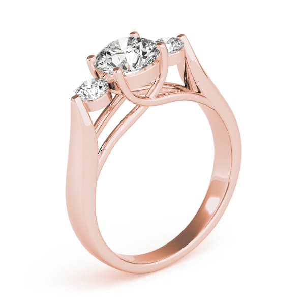 3-Stone Trellis Engagement Ring, style 82565, Top view in rose gold
