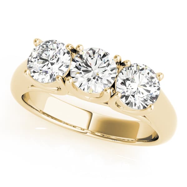 3-Stone Trellis Engagement Ring, style 82566, Front view in yellow gold