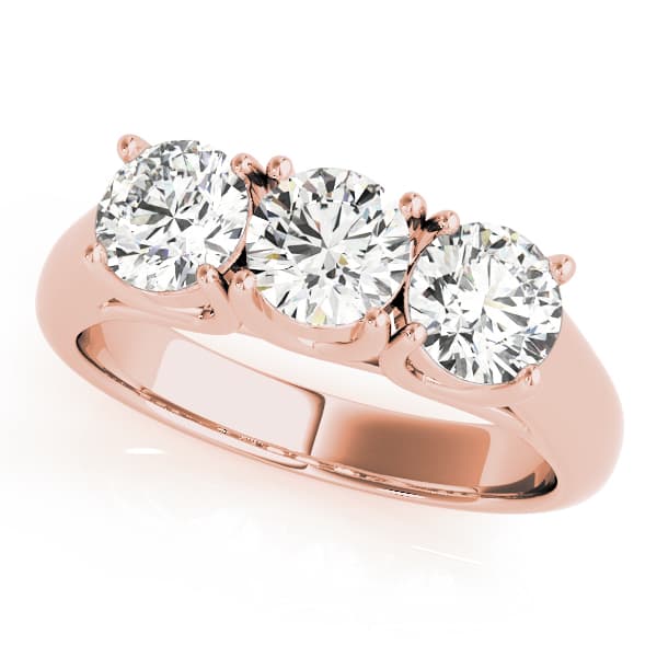 3-Stone Trellis Engagement Ring, style 82566, Front view in rose gold