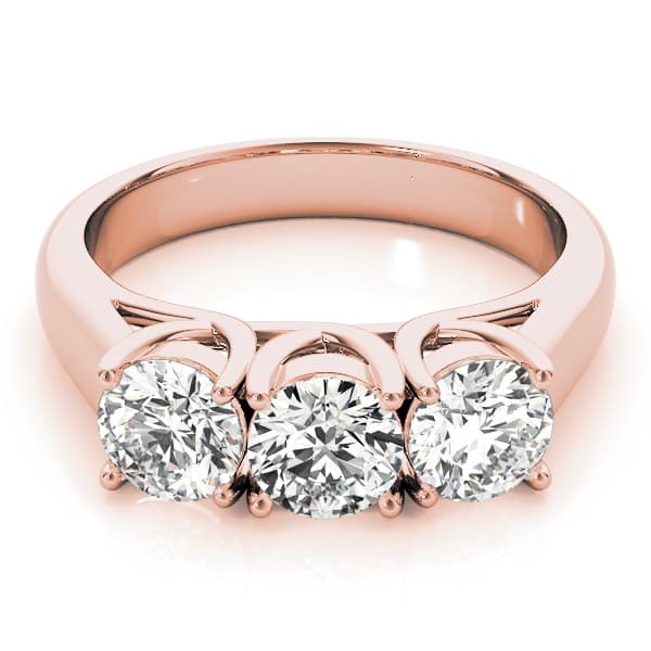 3-Stone Trellis Engagement Ring, style 82566, On hand view in rose gold