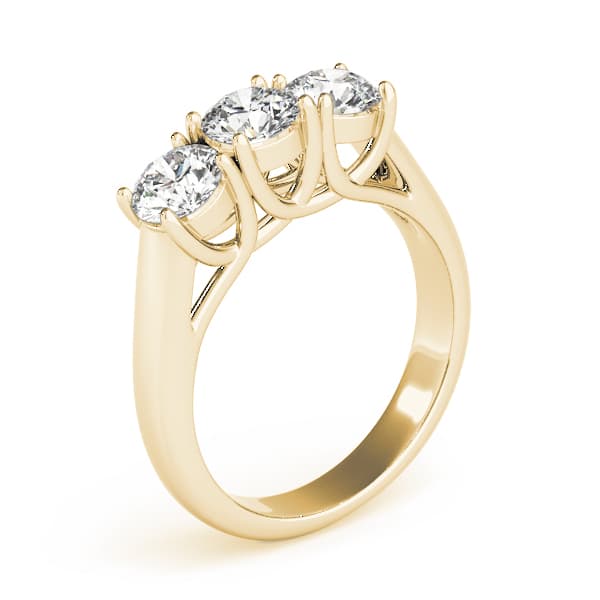 3-Stone Trellis Engagement Ring, style 82566, Top view in yellow gold