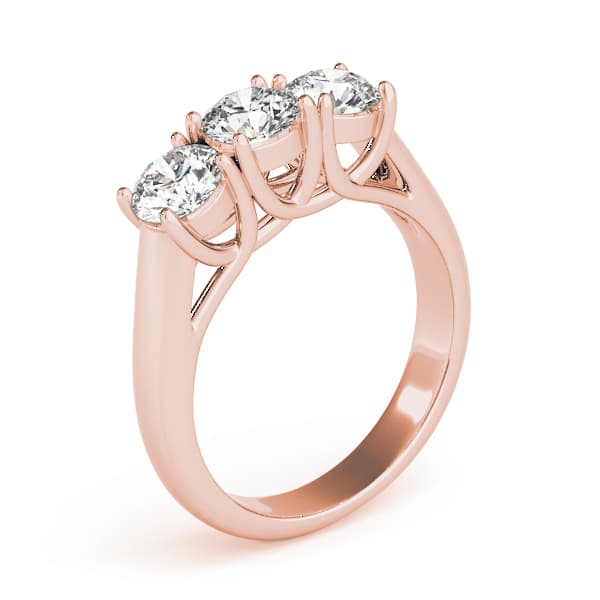 3-Stone Trellis Engagement Ring, style 82566, Top view in rose gold