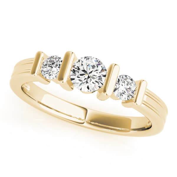3 Stone Round Engagement Ring, style 82567, Front view in yellow gold
