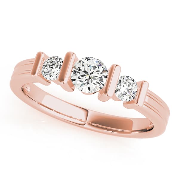 3 Stone Round Engagement Ring, style 82567, Front view in rose gold